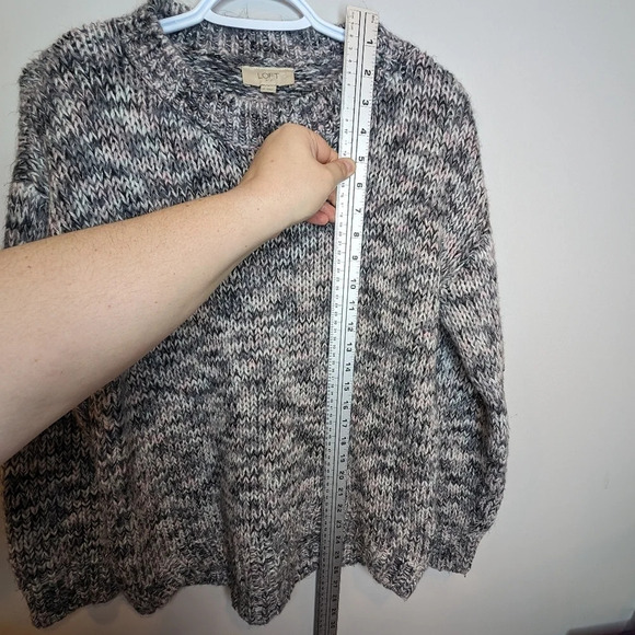 Ann Taylor LOFT Outlet Pink Grey Soft Knit Crew Sweater Woman  Small - Picture 10 of 11